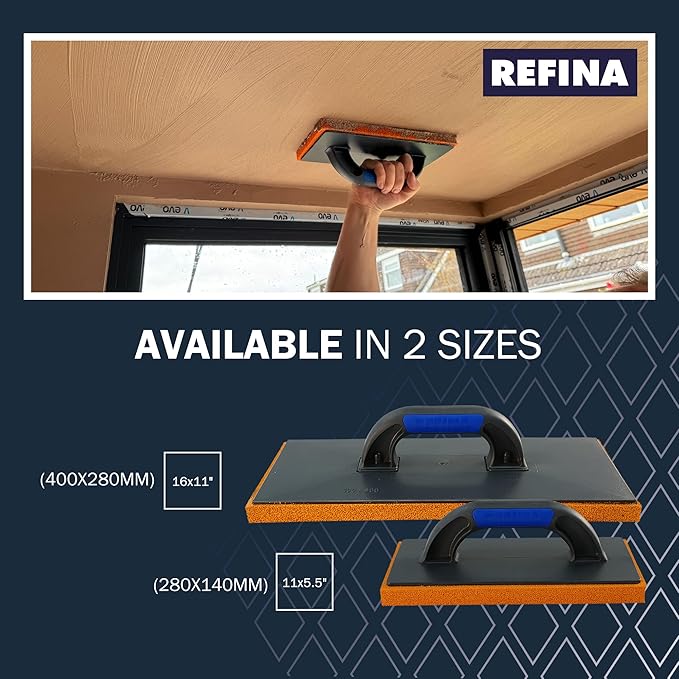REFINA Medium Grain Rubber Sponge Float for Plastering, Rendering & Cement - 11 x 5.5" (280 x 140mm)