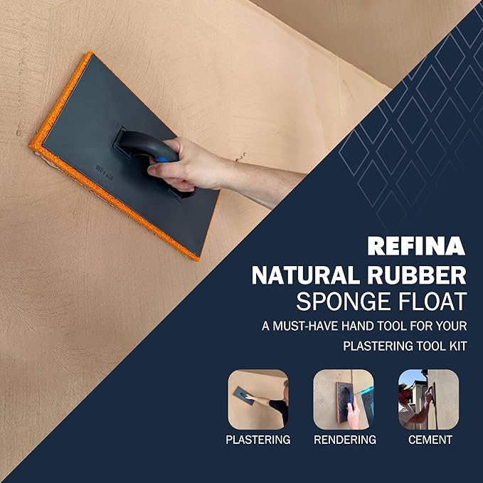 REFINA Medium Grain Rubber Sponge Float for Plastering, Rendering & Cement - 11 x 5.5" (280 x 140mm)